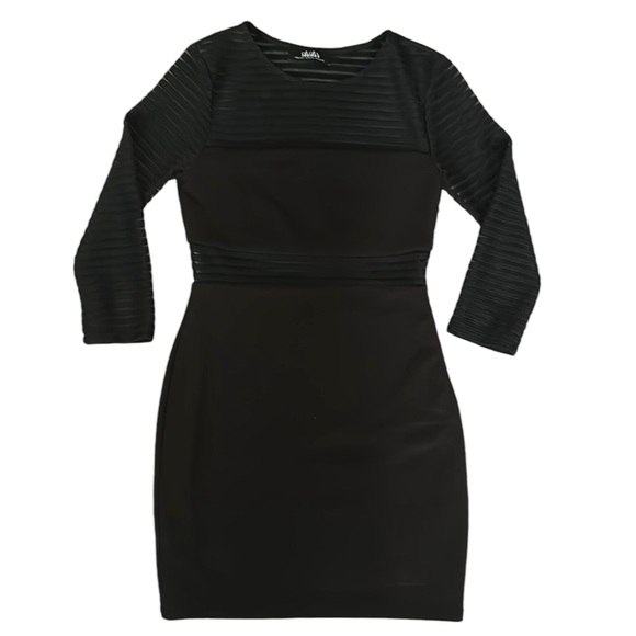 ✨NEW NWOT✨  Lulu’s Perfect Mesh Black Bodycon Dress - Large - Picture 5 of 8